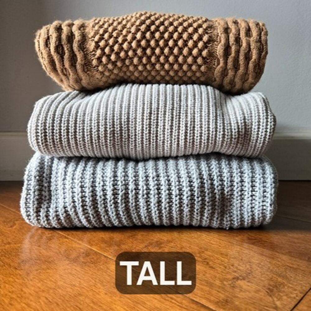 GAP Tall Sweater Bundle (3) Oatmeal, Gray & Tan M Tall Cardigans Cable Knit